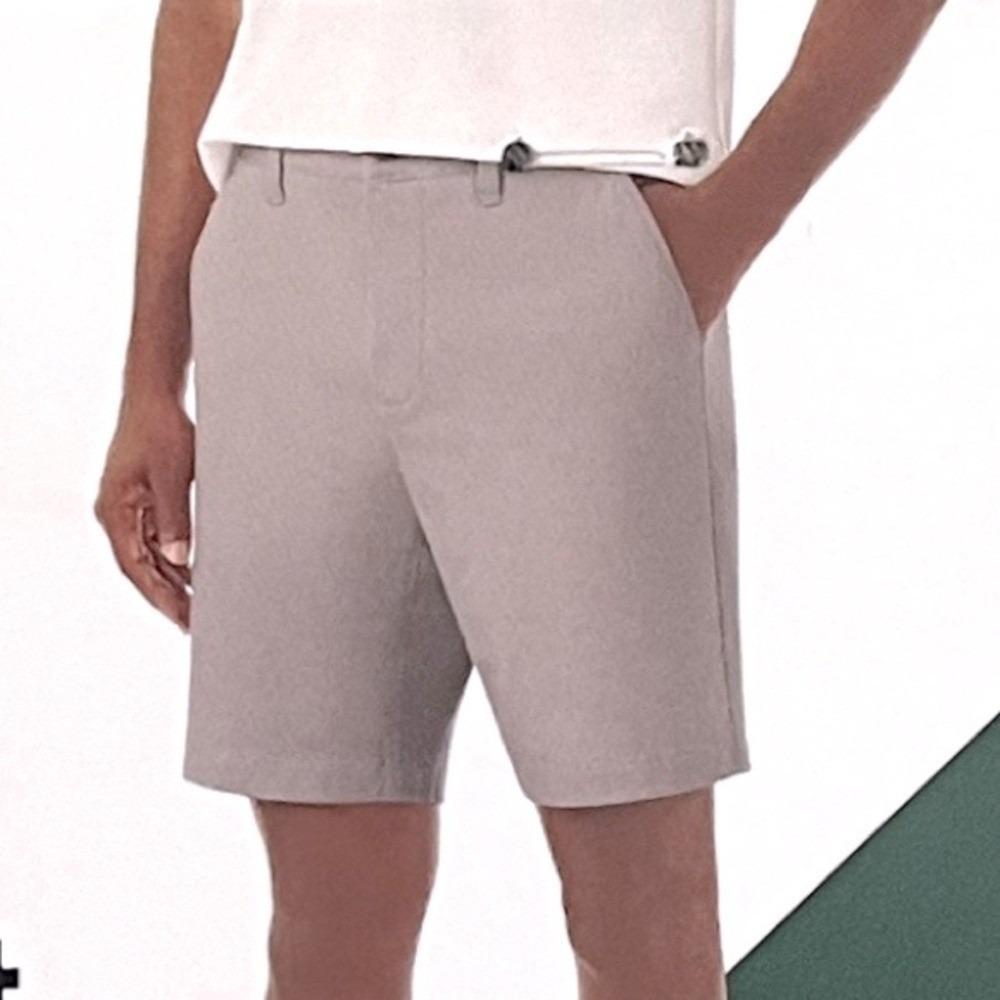 Flat Front Chino Gray Shorts Mens 40 9 Inch Inseam Members Mark NWT Stretch